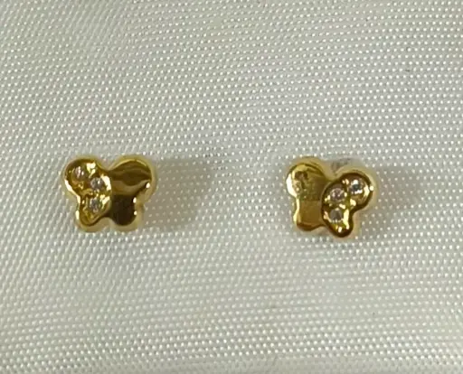 [22-011963] Pendiente Oro mariposa mitad circonitas